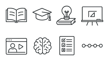Education and learning line icons set – outline, knowledge and academic symbols