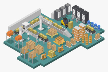 Naklejka premium Isometric factory interior
