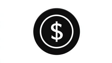 Dollar Sign Icon Black Circle with White Currency Symbol for Finance Economy and Business Gr