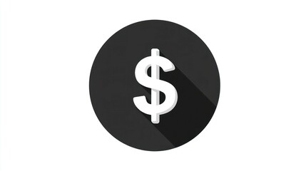 Fototapeta premium Dollar Sign Icon in a Black Circle Minimalist Design for Finance Economy and Business Concep