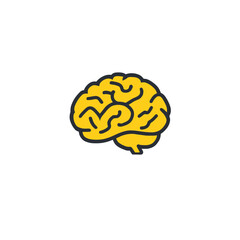 Front view of the human brain, illustrated in a modern style with a flat design