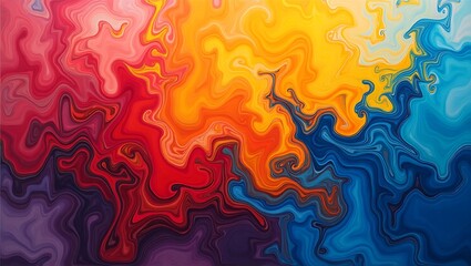 Fluid dynamics inspired abstract artwork with vibrant color transitions