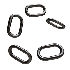 rusty old metal chain links on transparent background