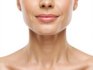 Obraz premium Woman's Lower Face Close-up, Natural Makeup, Soft Lips