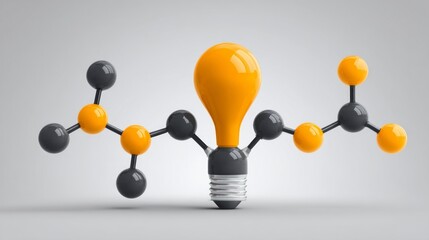 Innovative Light Bulb Concept Molecule Structure and Creativity Symbolizing Ideas and Solution