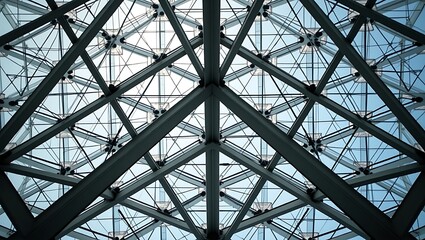 Geometric metal and glass structure, a striking architectural detail