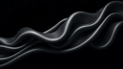Luxurious black satin waves background with smooth and elegant texture