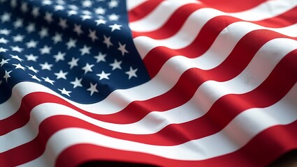 Patriotic waves: Close-up of the iconic American flag with stars and stripes