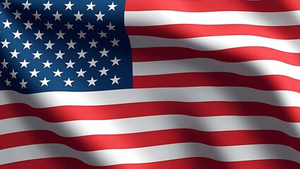 Symbolic United States flag waving with patriotic red and white stripes