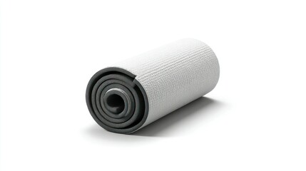 Rolled Yoga Mat Isolated on White Background for Fitness and Wellness