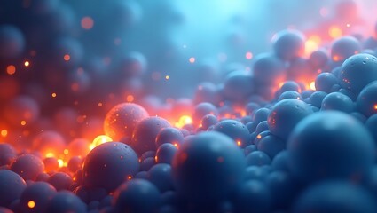 Abstract Spheres with Glowing Embers and Dreamy Atmosphere Illusion