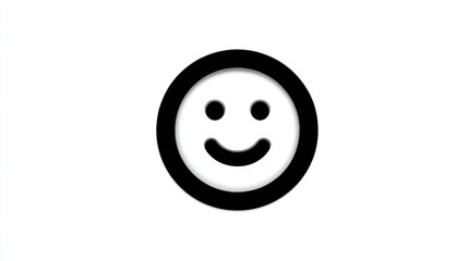 Fototapeta premium Simple Smiley Face Icon Black and White Happy Expression Symbol for Positive Emotions User In