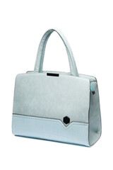 Women's light blue green bag isolated on white