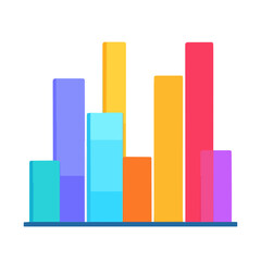 Colorful bar graph with varying heights against a white background, representing data visualization nicely