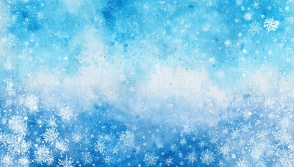 Winter Watercolor Background with Snowflakes