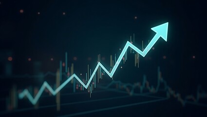 Abstract Financial Chart with Ascending Arrow Representing Market Growth