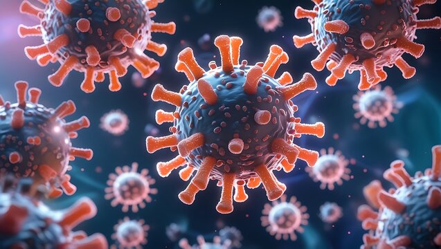 Detailed microscopic visualization of infectious viral pathogens floating in space
