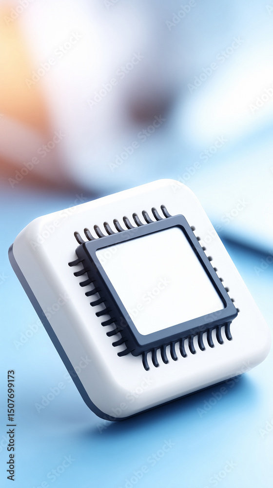 Poster sleek rendering of a processor chip symbolizing technology, innovation, and computing power. ideal f