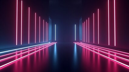 Illuminating a Corridor with Vibrant Pink and Blue Neon Lights