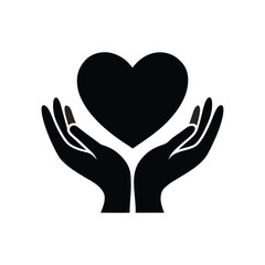 Obraz premium heart in both hand silhouette icon