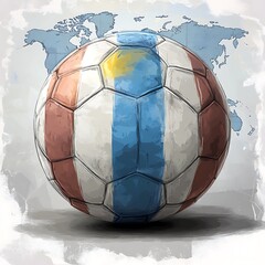Detailed soccer ball displaying a national flag design.