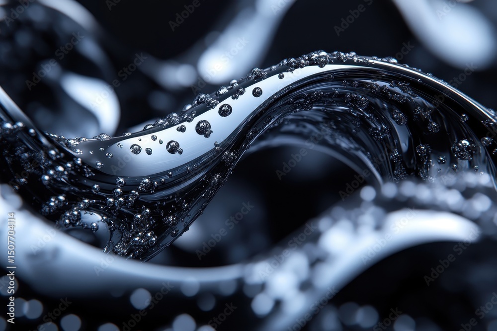 Poster complex interlocking metallic rings create a mesmerizing abstract structure with warm light illumina