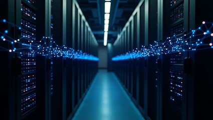 Server Room Data Center Connectivity with Abstract Network Visualization