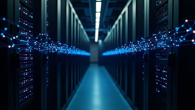 Server Room Data Center Connectivity with Abstract Network Visualization