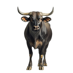 Naklejka premium Close-up of a dark-coated bovine isolated on trransparent background.