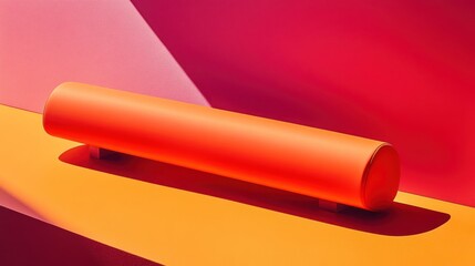 Orange cylinder-shaped object on vibrant colored background