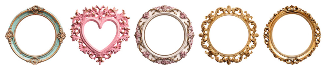 PNG Elegant vintage ornate frames, element set on transparent background