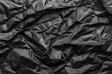 Detailed Close-Up of Black Wrinkled Fabric Texture with Light and Shadows
