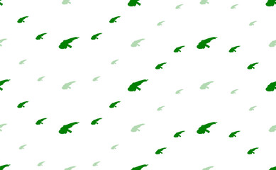 Seamless pattern of large and small green angle grinder symbols. The elements are arranged in a wavy. Illustration on light green background