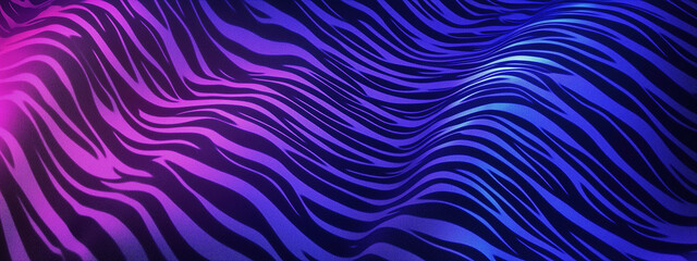 Fototapeta premium Abstract Glowing Neon Zebra Fur Pattern Background with Wavy Lines and Vibrant Colors