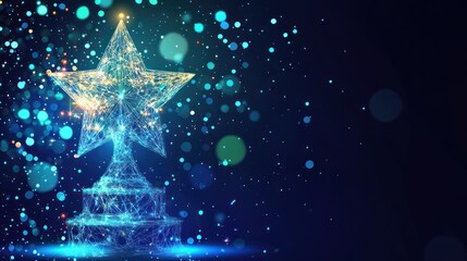 Abstract star-shaped trophy, glowing, digital art