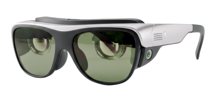 Modern and compact VR glasses new design isolated on white transparent background