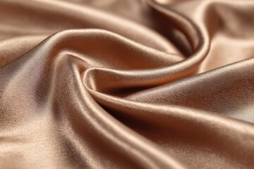 Closeup View Of Golden Brown Satin Fabric Texture
