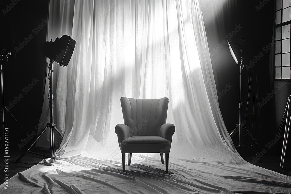 Leinwandbilder textile drapes cast shadows and light in a dimly lit room creating a dramatic atmosphere and emphasi