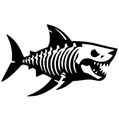 Obraz premium Silhouette of a ferocious shark skeleton