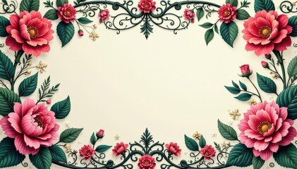 Intricate floral damask, swirling vines & leaves, leaves, wallpaper, graphics
