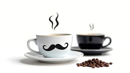 Obraz premium Coffee Break Humor: A Moustache Mug and Brewed Delight