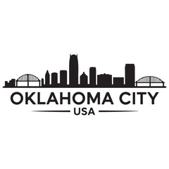 Fototapeta premium Oklahoma City skyline horizontal banner. Black Oklahoma City, USA. Vector template for your design. Vector black silhouette. with white background