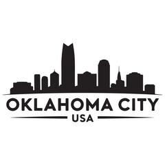Obraz premium Oklahoma City skyline horizontal banner. Black Oklahoma City, USA. Vector template for your design. Vector black silhouette. with white background