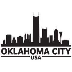 Obraz premium Oklahoma City skyline horizontal banner. Black Oklahoma City, USA. Vector template for your design. Vector black silhouette. with white background
