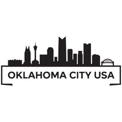 Naklejka premium Oklahoma City skyline horizontal banner. Black Oklahoma City, USA. Vector template for your design. Vector black silhouette. with white background