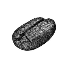 Coffee bean illustration in vintage stipple engraving style isolated on transparent background