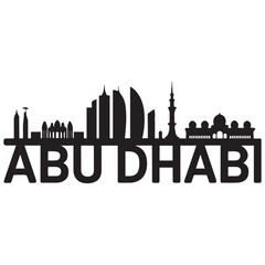 Obraz premium Vector Abu Dhabi skyline. Travel Abu Dhabi famous landmarks. Business and tourism concept for presentation, banner, web site. Vector black silhouette. with white background