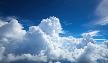 Vast Blue Sky Filled With Fluffy White Clouds