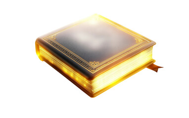 Radiant sacred book encircled by complex symbolic designs Isolated on transparent background.