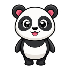 Fototapeta premium Cute cartoon panda isolated on white background. Front view. Vector illustration.